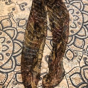 Sheer Scarf with Metallic Threads